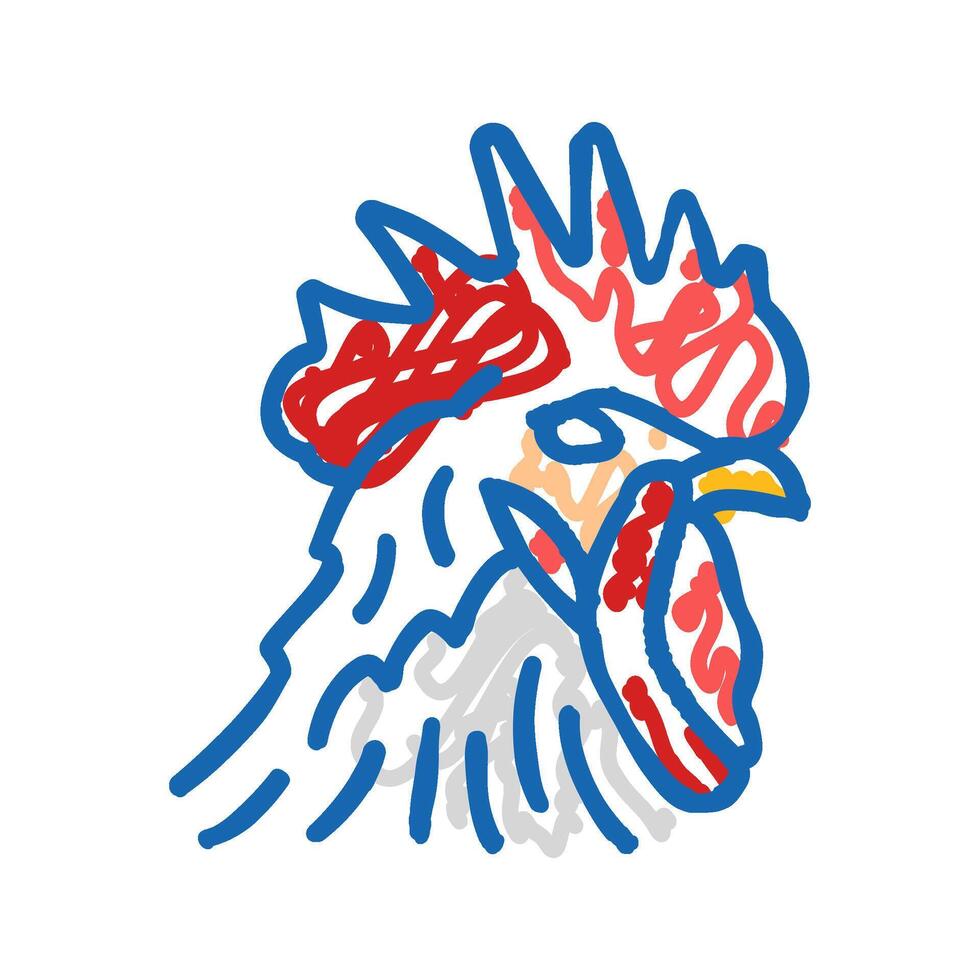 rooster animal zoo icon doodle illustration vector