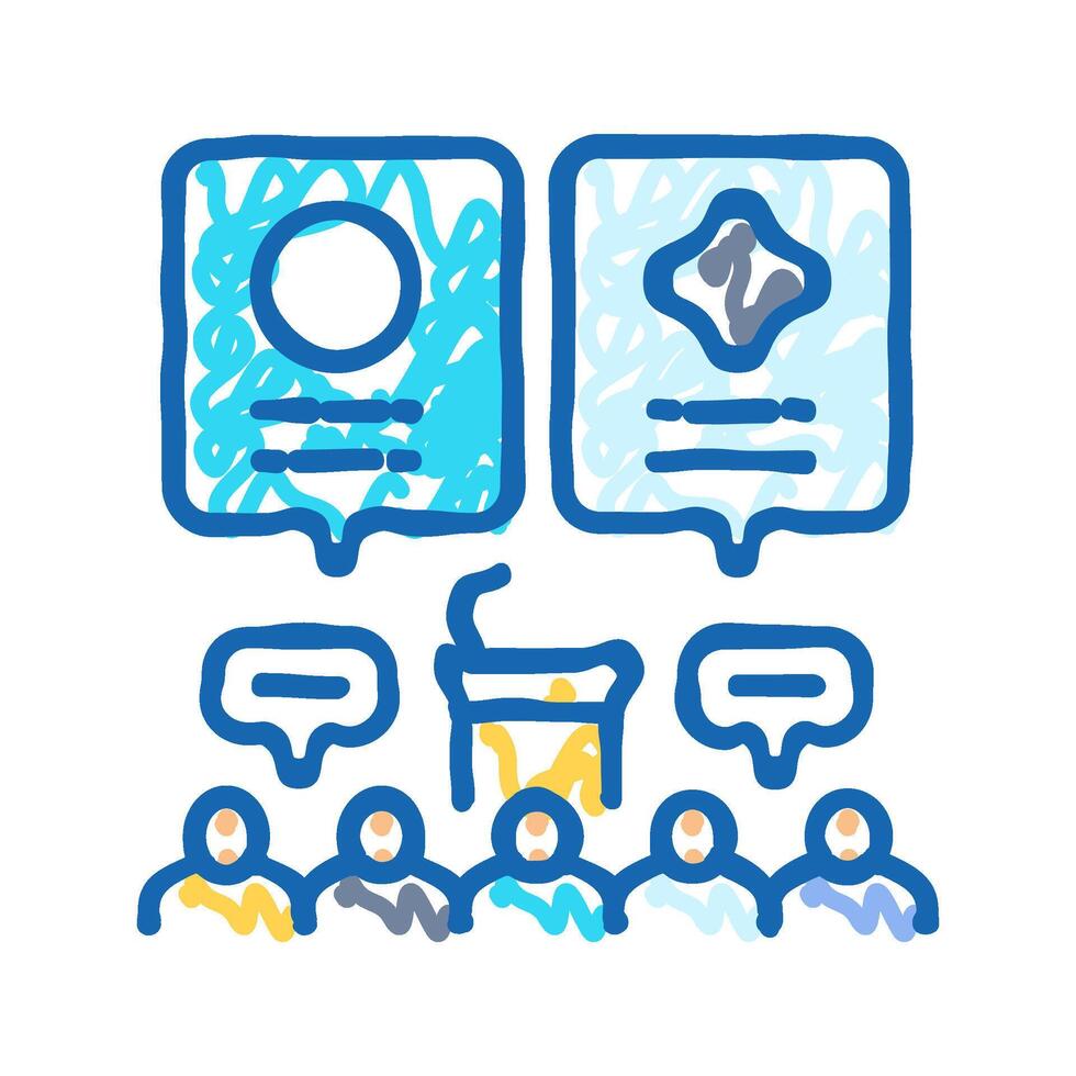 panel discussion virtual conference icon doodle illustration vector