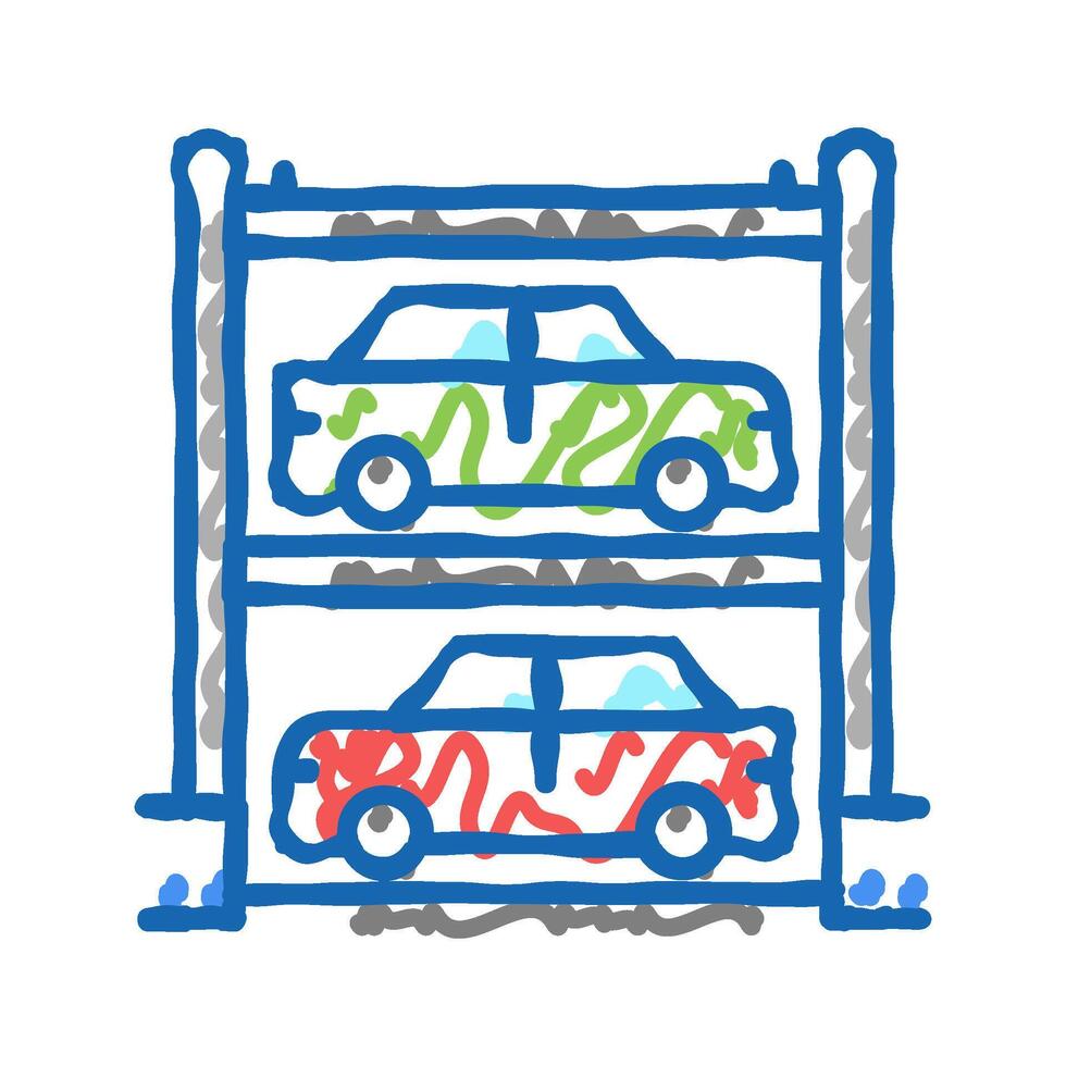 multilevel automobile parking icon doodle illustration vector