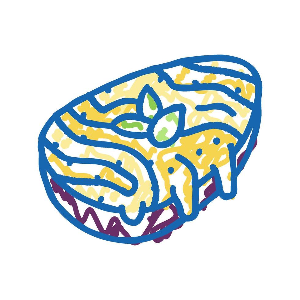eggplant with cheese icon doodle illustration vector