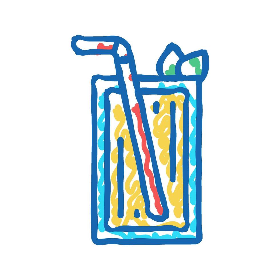 exotic cocktail summer drink icon doodle illustration vector