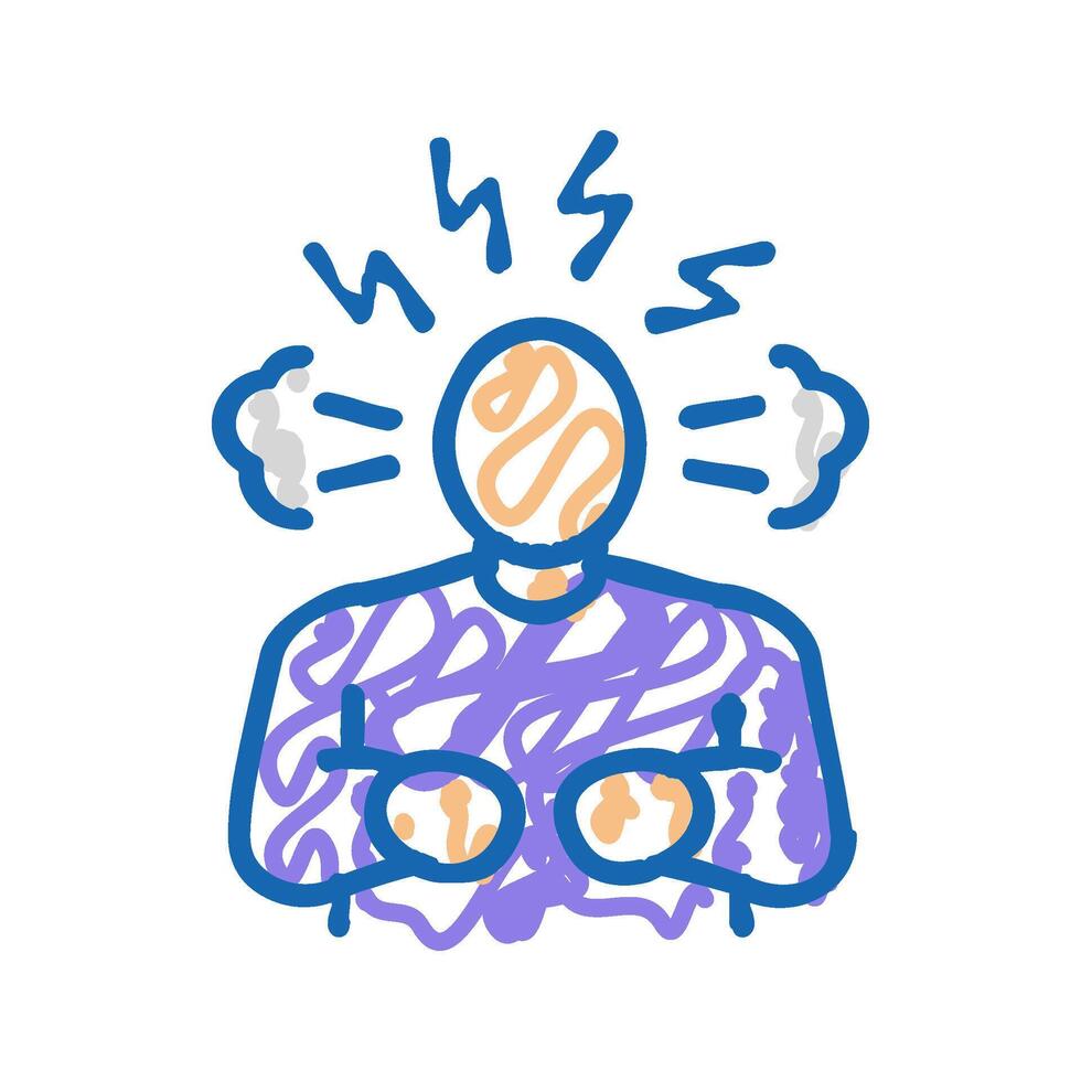 irritability, depression or anxiety icon doodle illustration vector