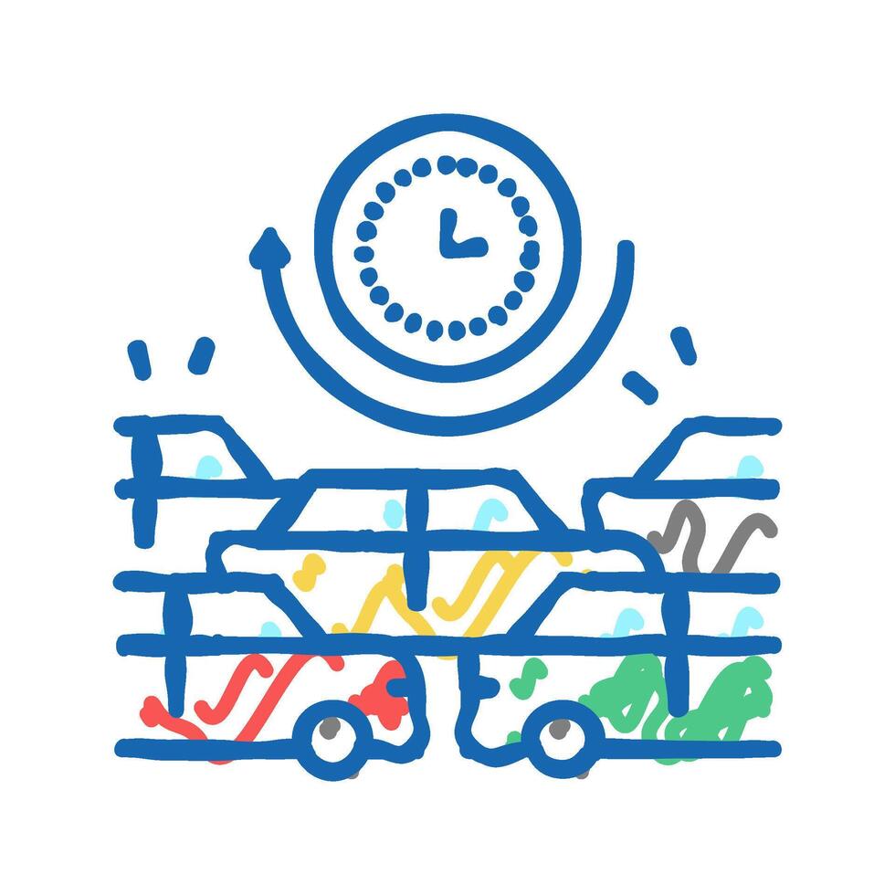 waiting time in traffic jam icon doodle illustration vector