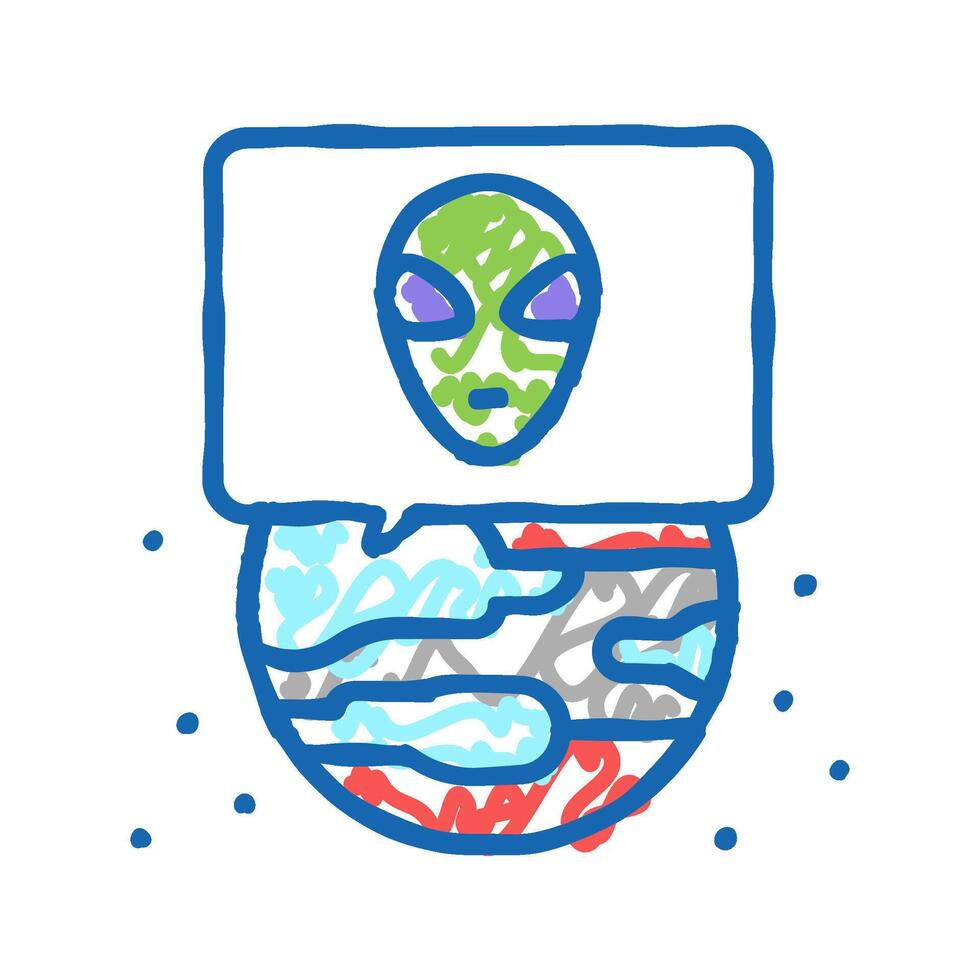 alien planet icon doodle illustration vector