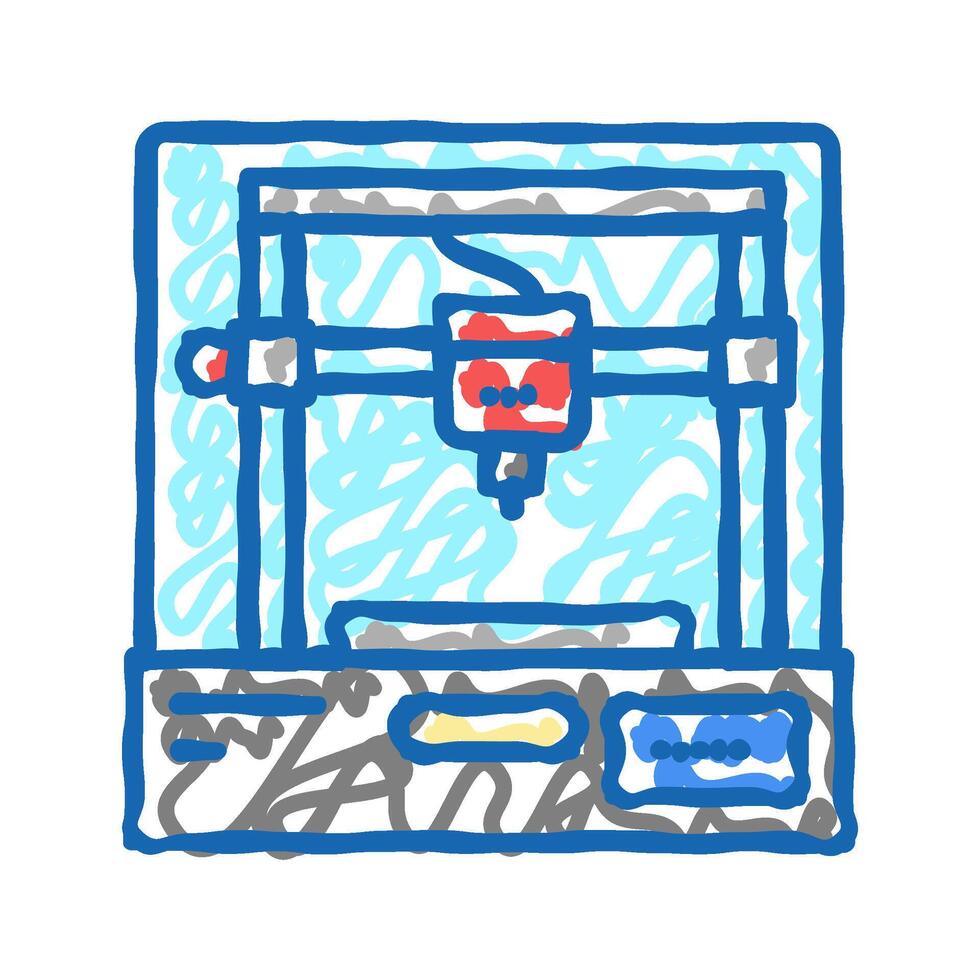 3d printer icon doodle illustration vector