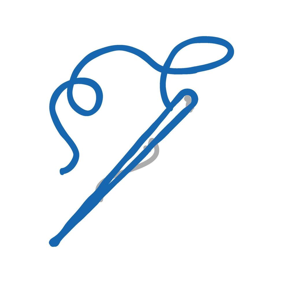needle thread embroidery hobby icon doodle illustration vector
