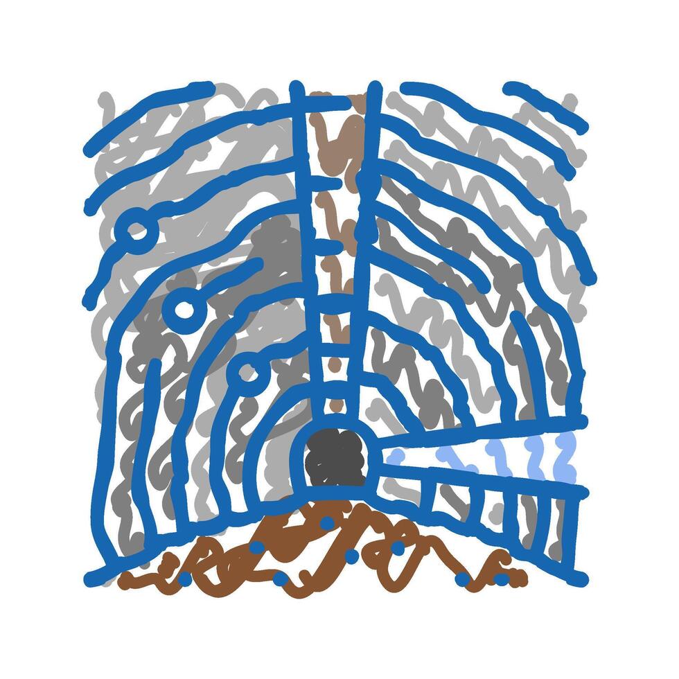 underground mining copper production icon doodle illustration vector