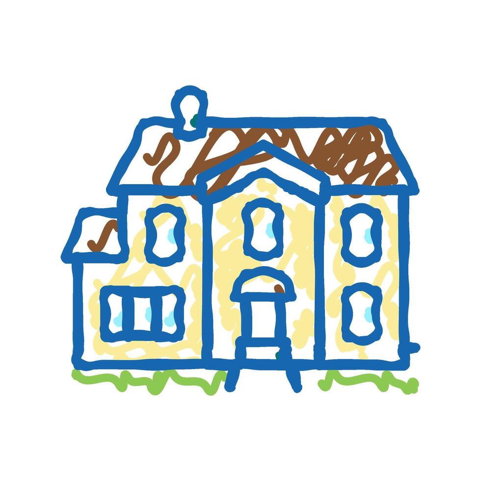 single family house icon doodle illustration vector