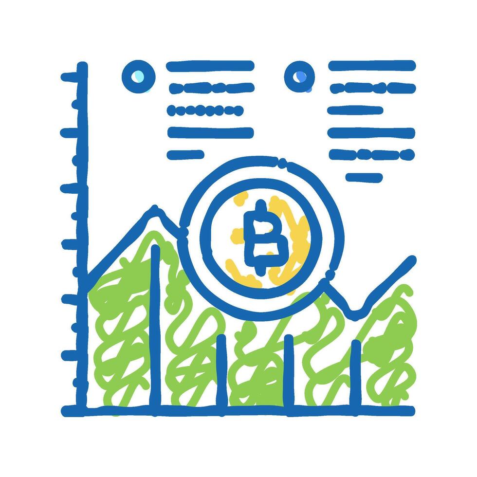 growth bitcoin rate ico icon doodle illustration vector