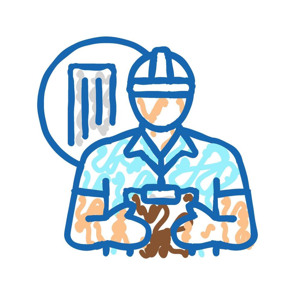 engineer construction worker icon doodle illustration vector