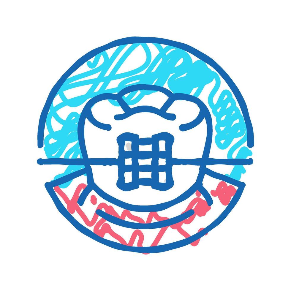 orthodontic braces icon doodle illustration vector