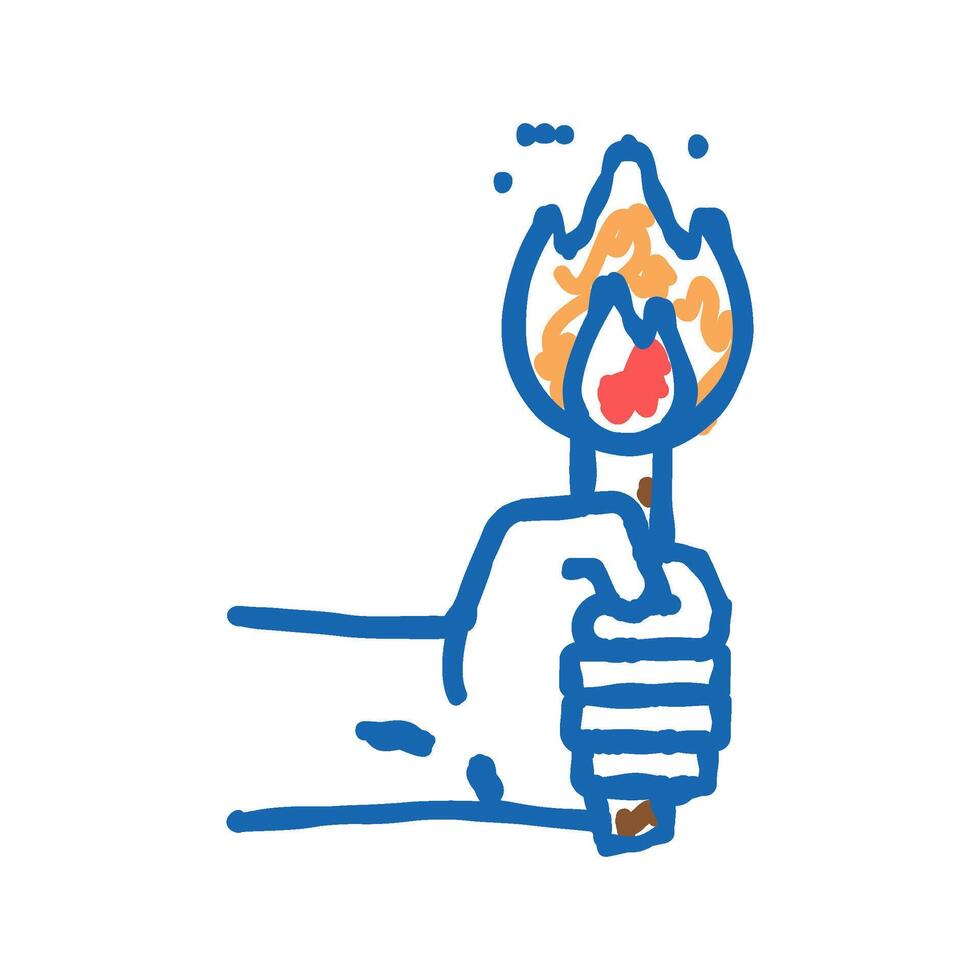 fire torch icon doodle illustration vector