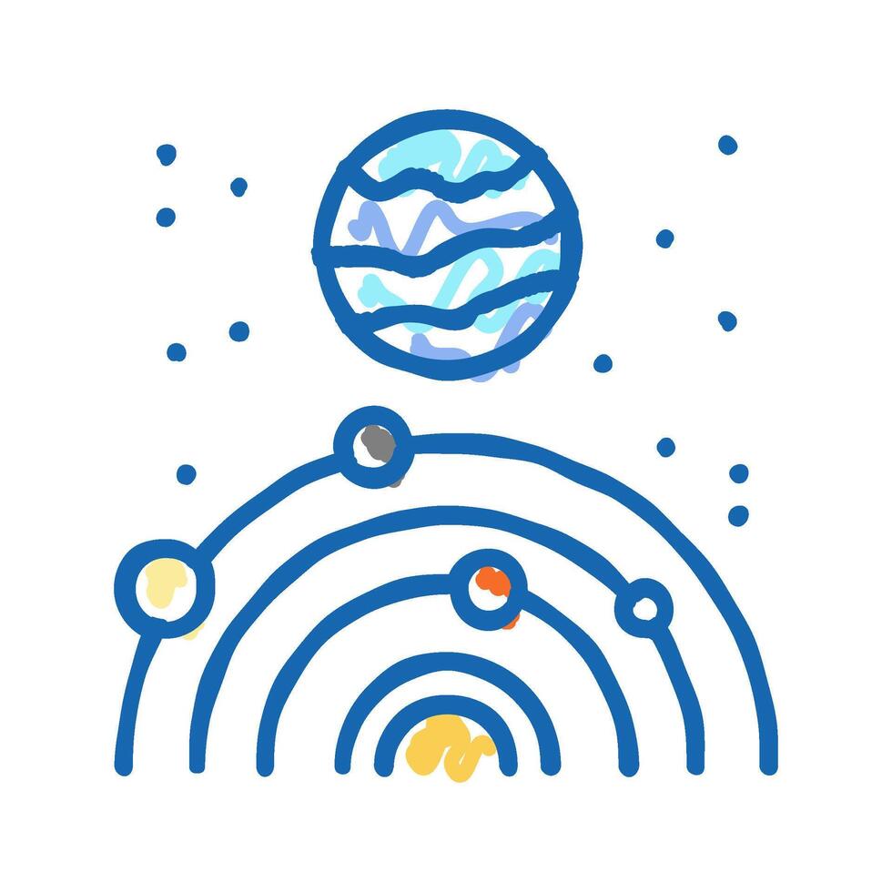 exoplanet space exploration icon doodle illustration vector