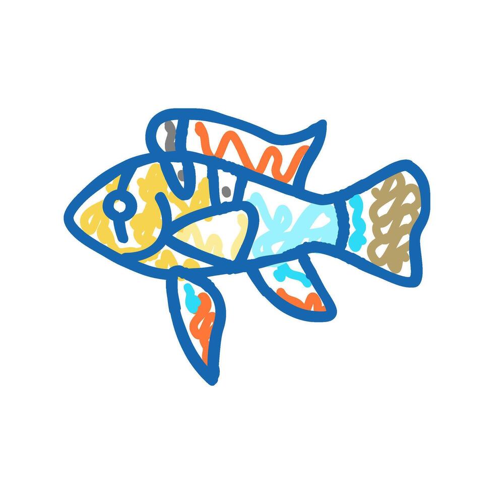 ram cichlids fish icon doodle illustration vector