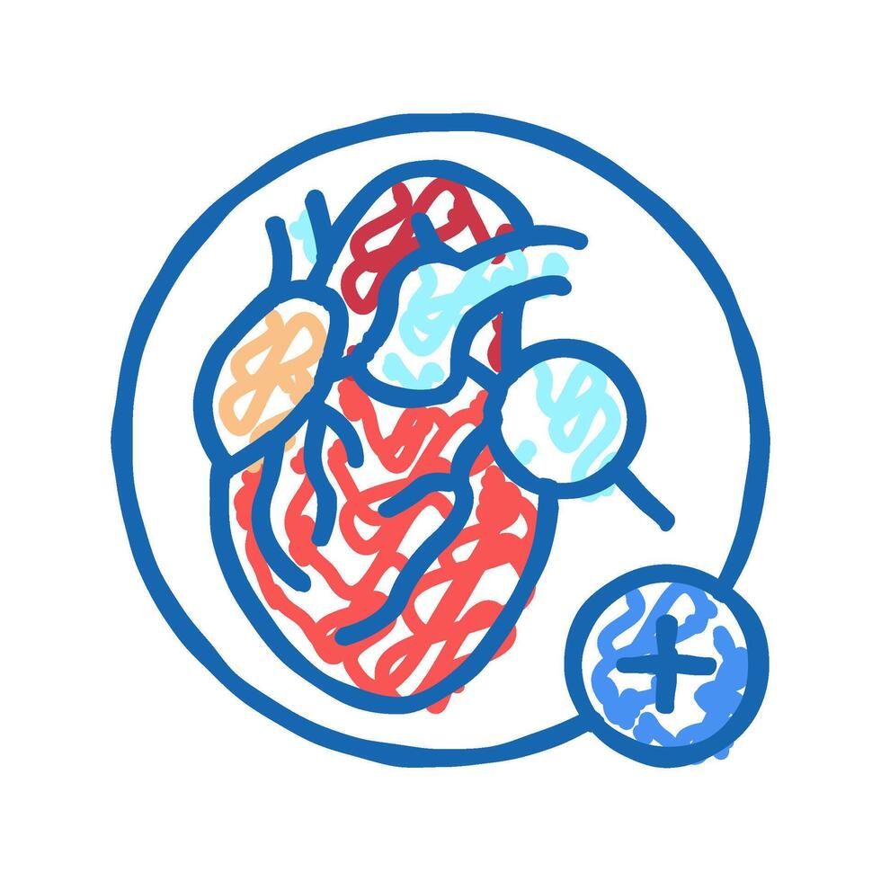 heart health check icon doodle illustration vector