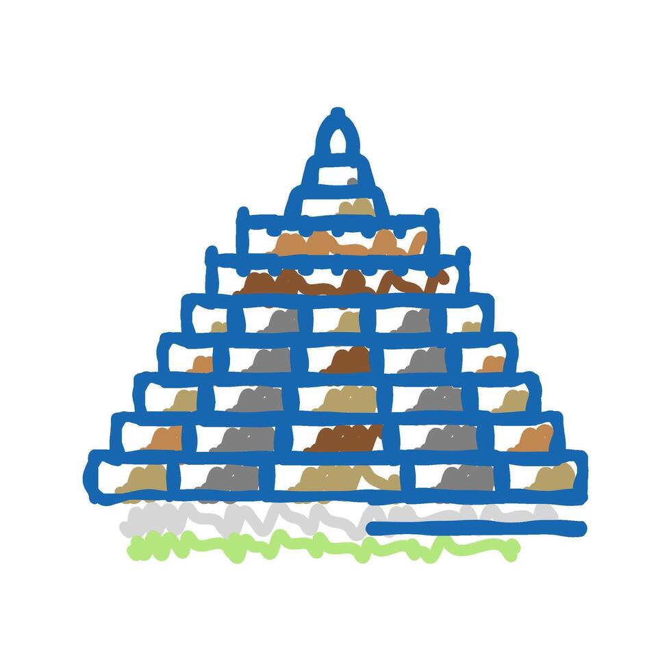 borobudur asian building icon doodle illustration vector