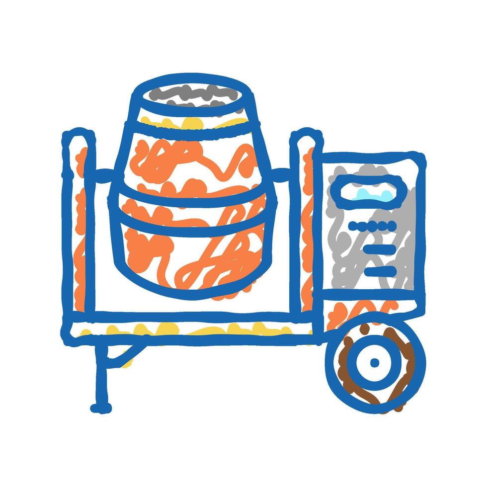 concrete mixer equipment icon doodle illustration vector