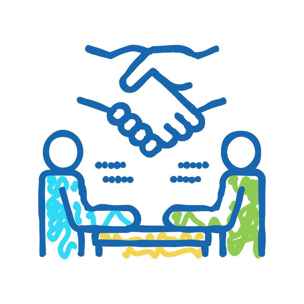interview handshake color icon color illustration vector