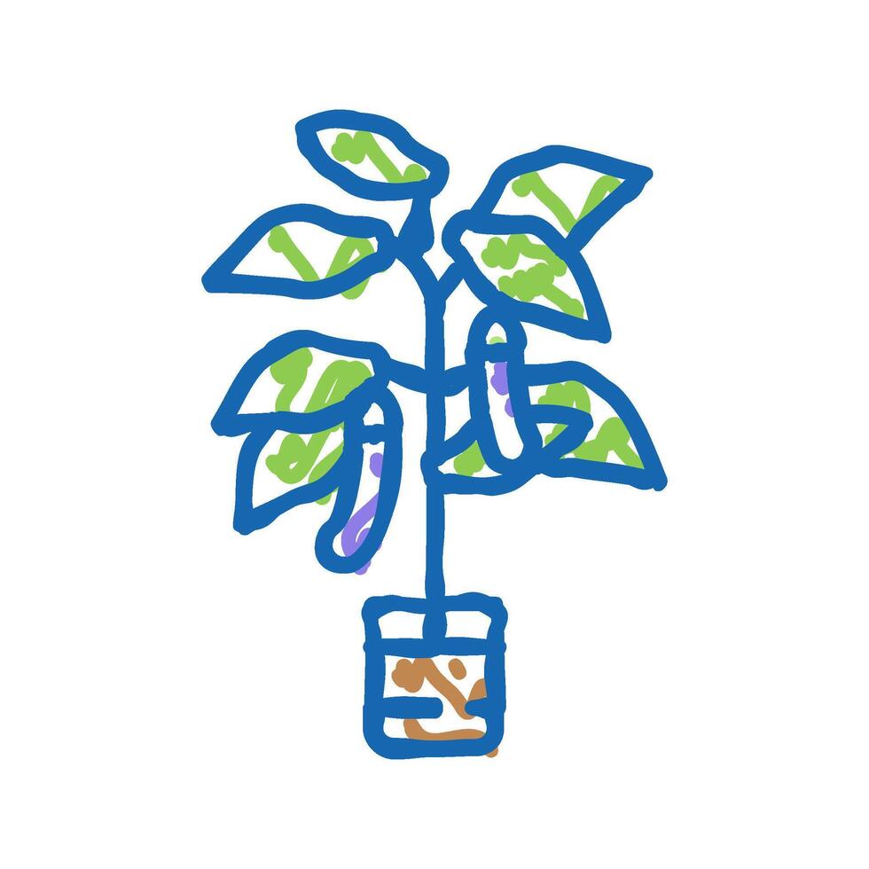 eggplant in pots icon doodle illustration vector