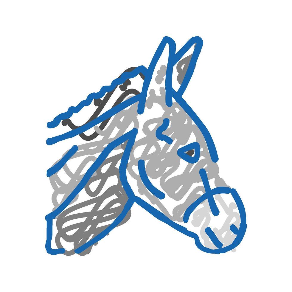 donkey animal zoo icon doodle illustration vector