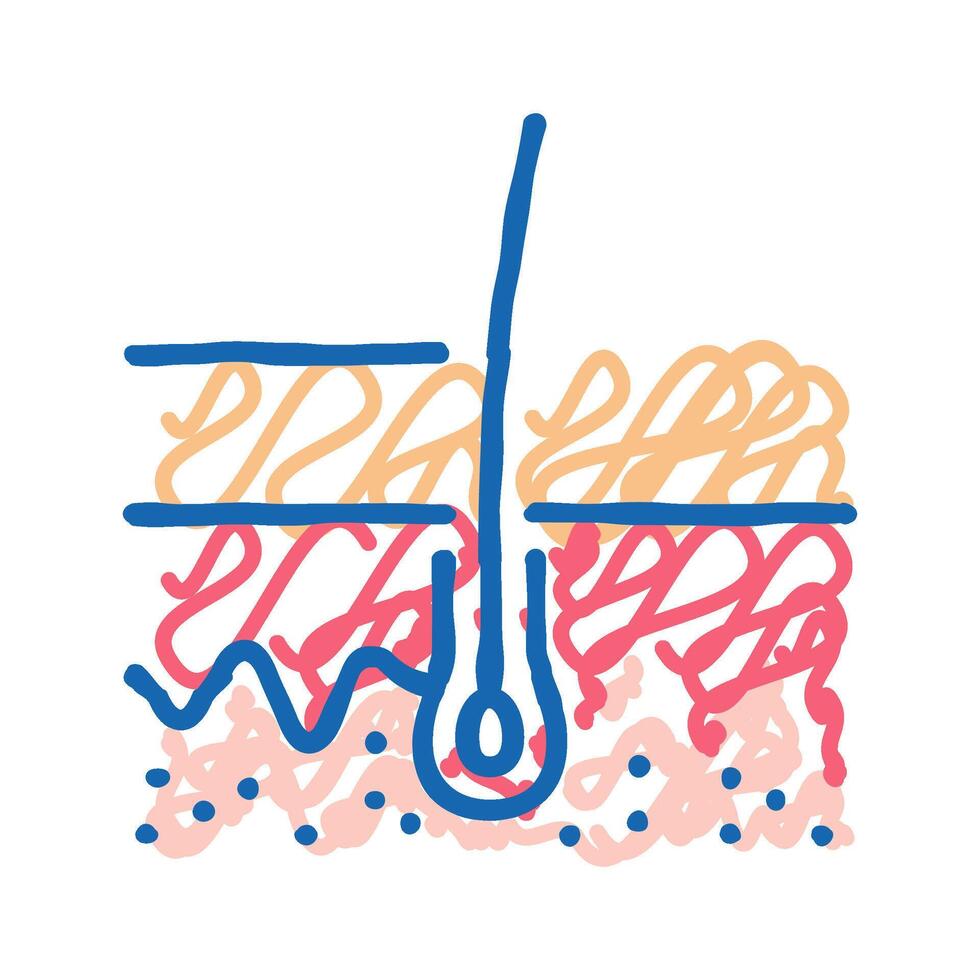 healthy growing hair icon doodle illustration vector