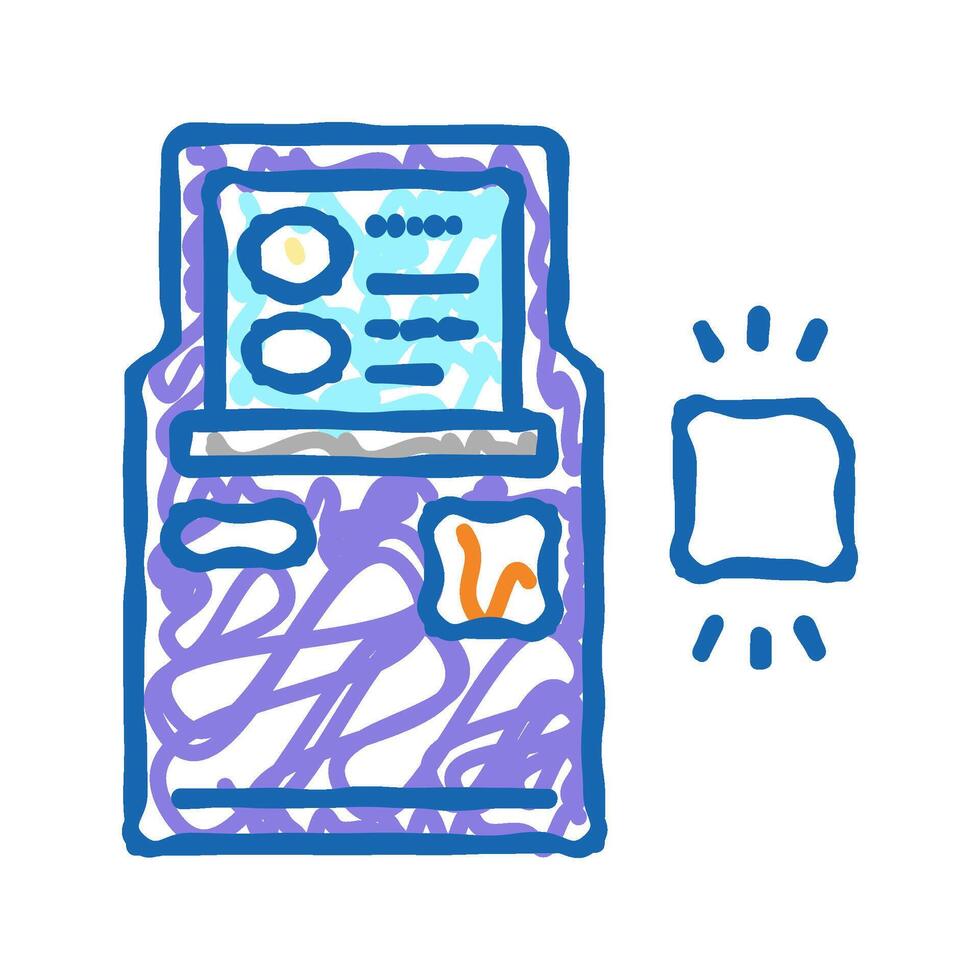atm with rfid technology icon doodle illustration vector