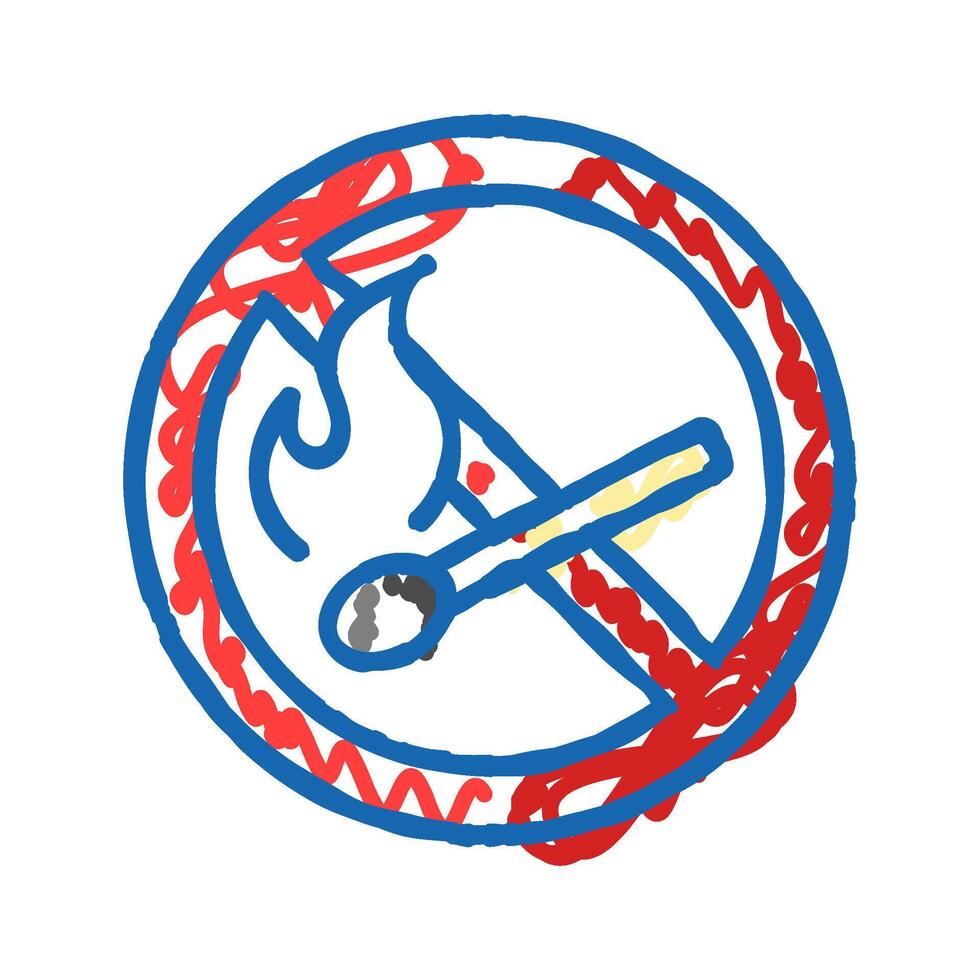 no open fire flame emergency icon doodle illustration vector