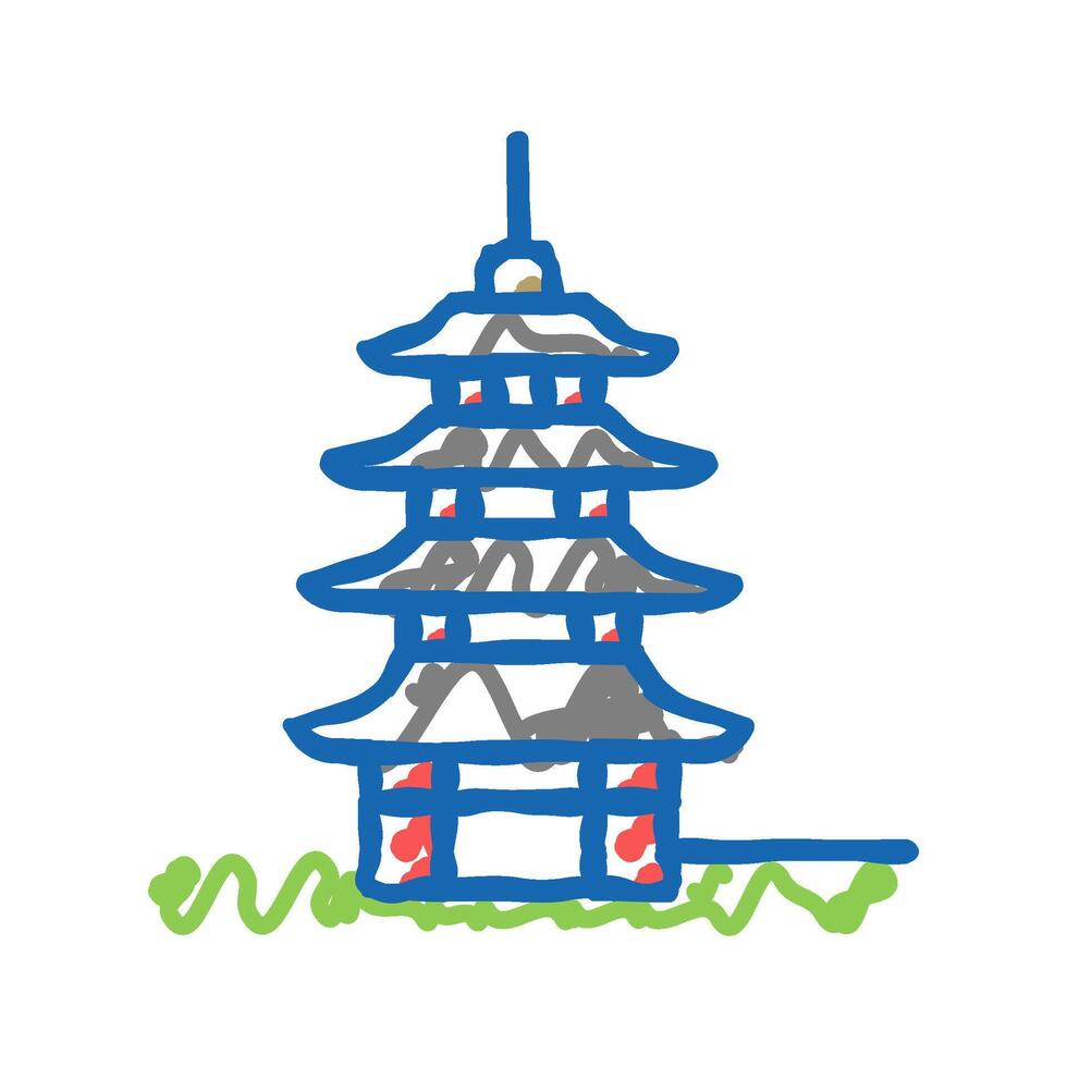 pagoda asia building icon doodle illustration vector