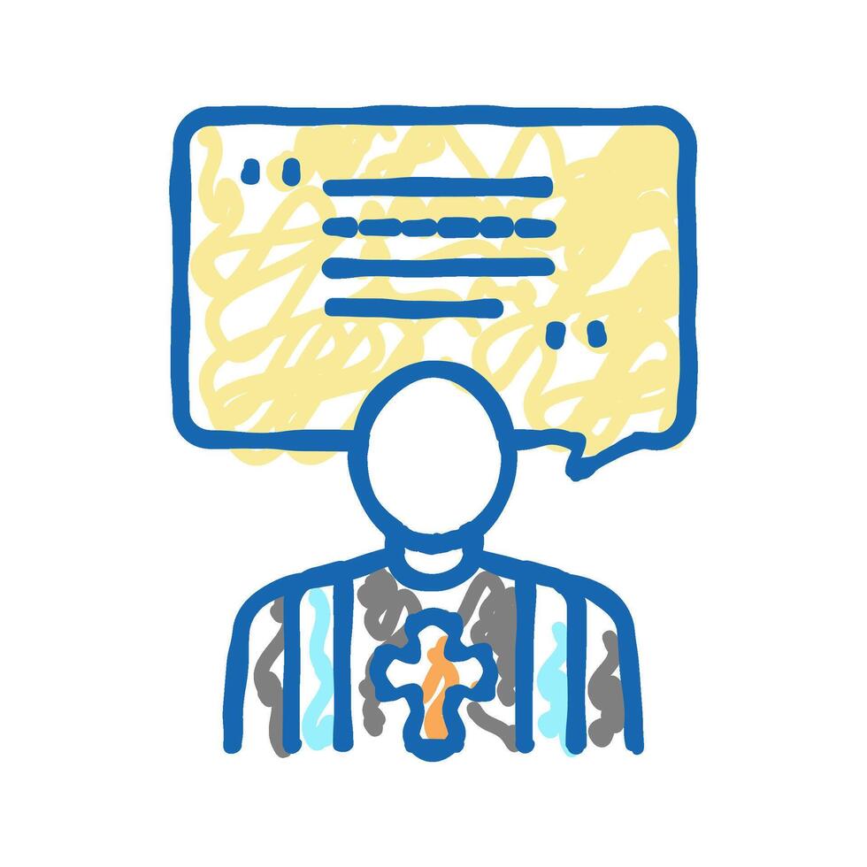 priest pet funeral icon doodle illustration vector
