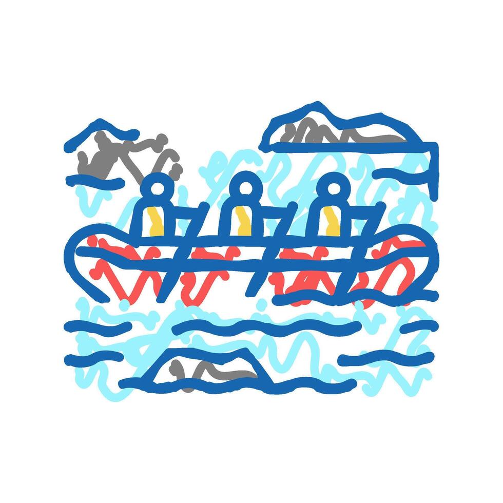 rafting extreme sport icon doodle illustration vector