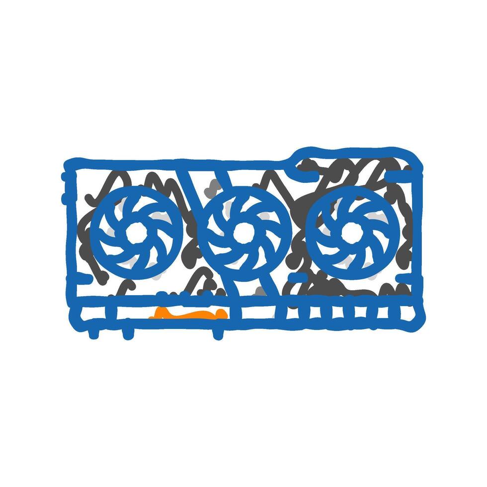 graphics card gaming pc icon doodle illustration vector