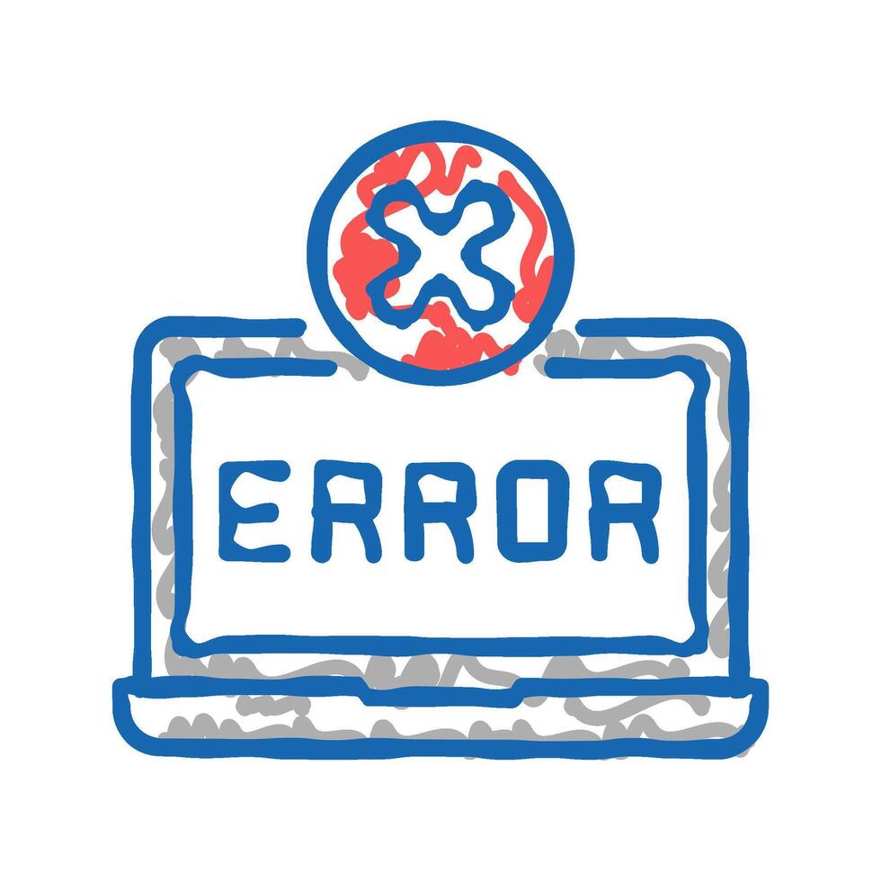 error on laptop display icon doodle illustration vector