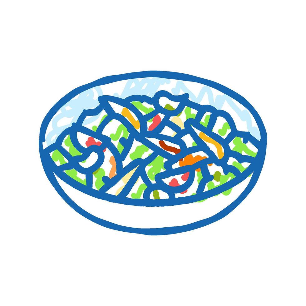 veggie stir fry vegan food icon doodle illustration vector