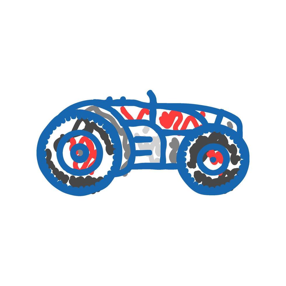 autonomous tractor robot harvests icon doodle illustration vector