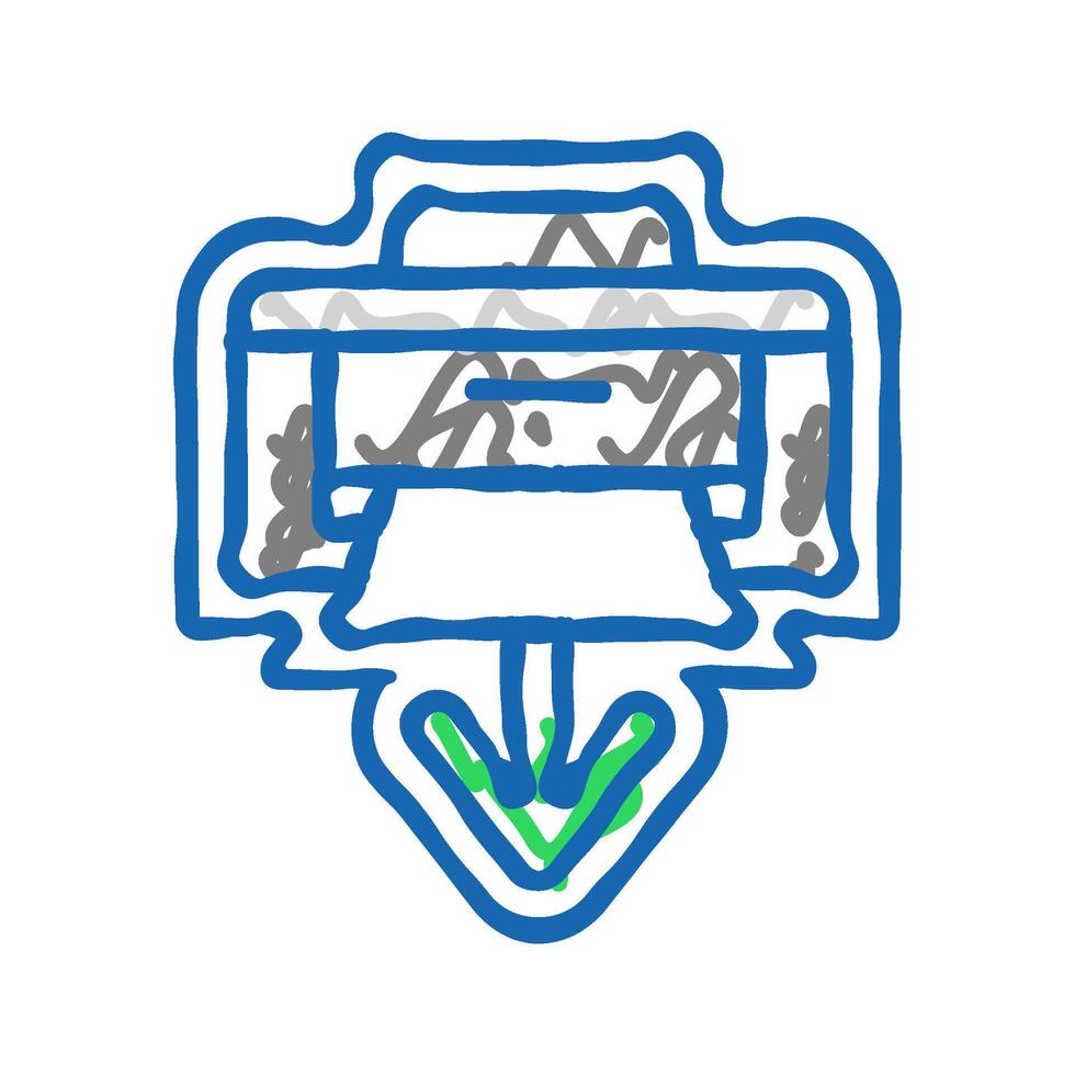 printer loading document icon doodle illustration vector