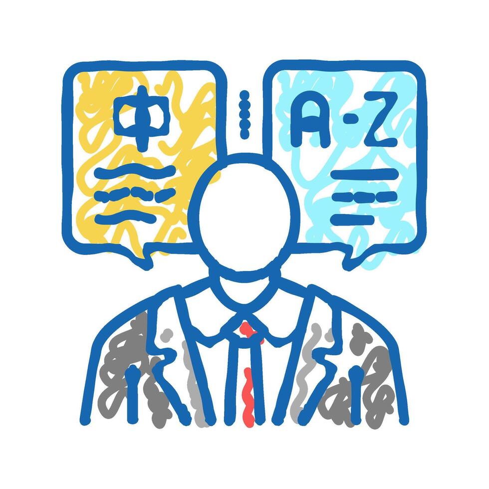 translator language business icon doodle illustration vector