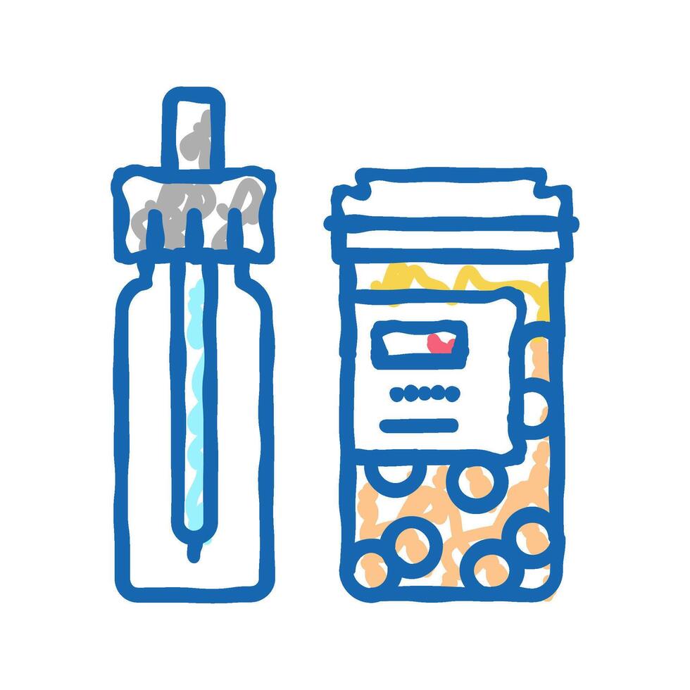 vitamin homeopathy package with pipette icon doodle illustration vector