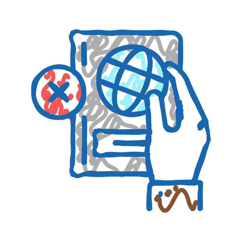 lost passport document refugee icon doodle illustration vector