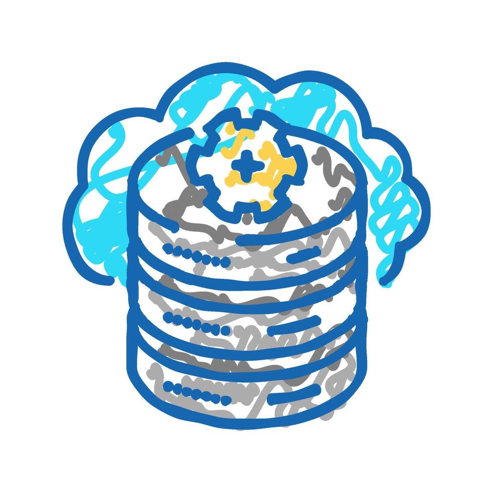 cloud database icon doodle illustration vector