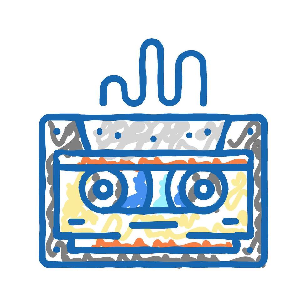 tape with music icon doodle illustration vector