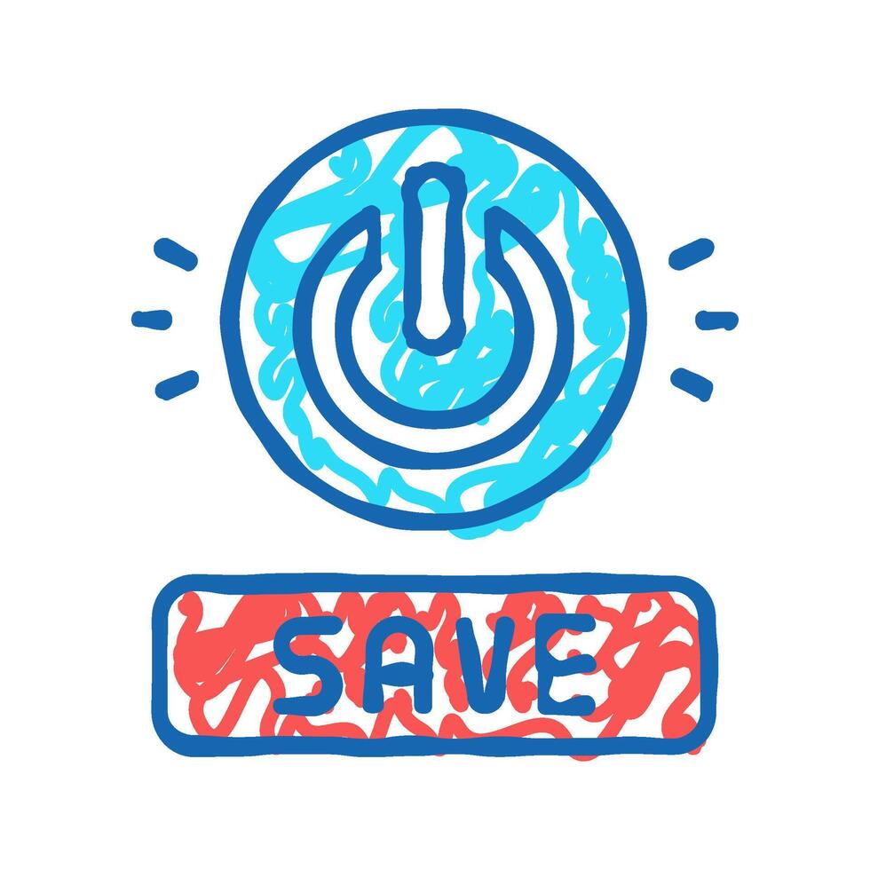 power on off button energy saving icon doodle illustration vector