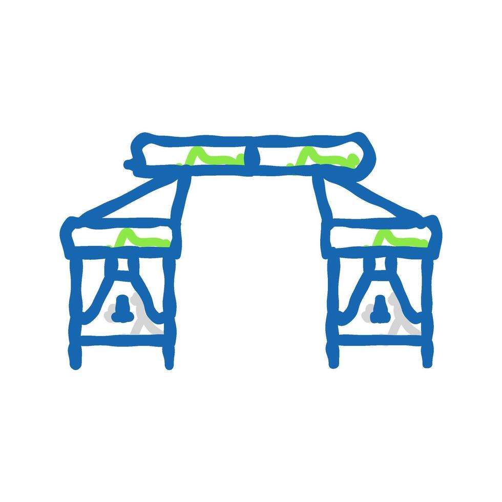 foldable picnic table glamping icon doodle illustration vector
