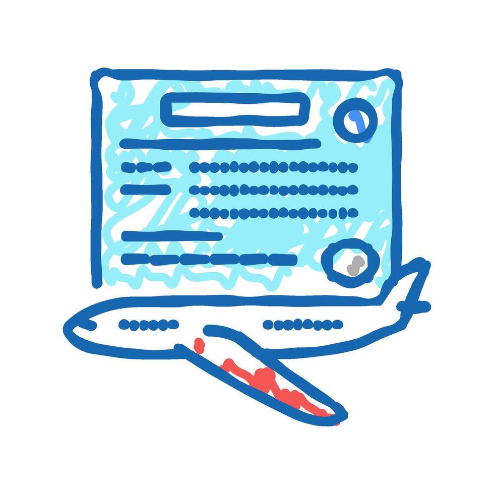 study time flight school icon doodle illustration vector