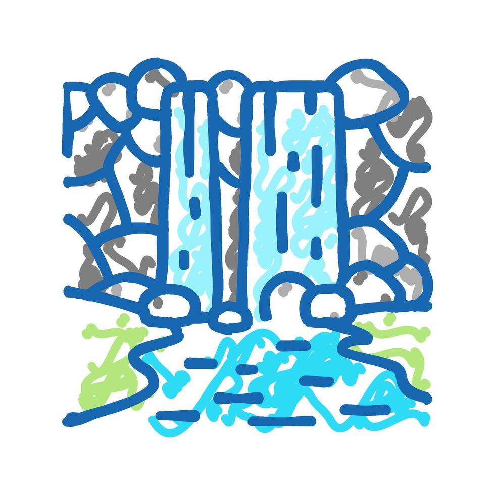 waterfall nature icon doodle illustration vector