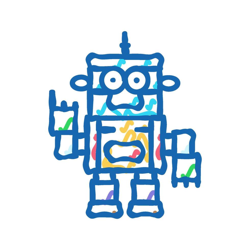 toy robot toy baby icon doodle illustration vector
