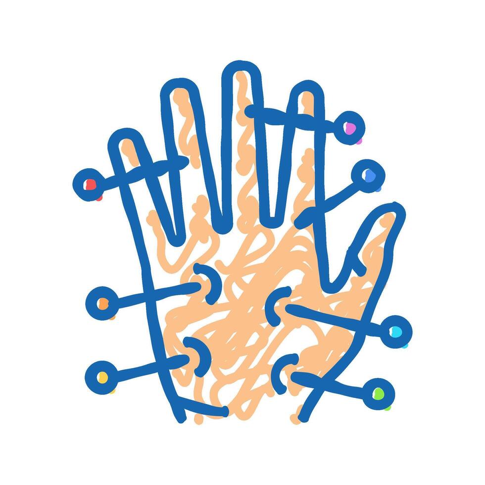 palm needles acupuncture icon doodle illustration vector