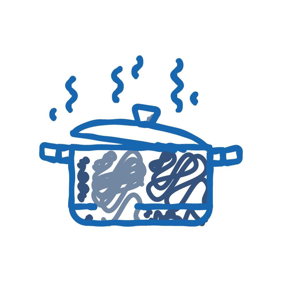 hot pot cooking icon doodle illustration vector