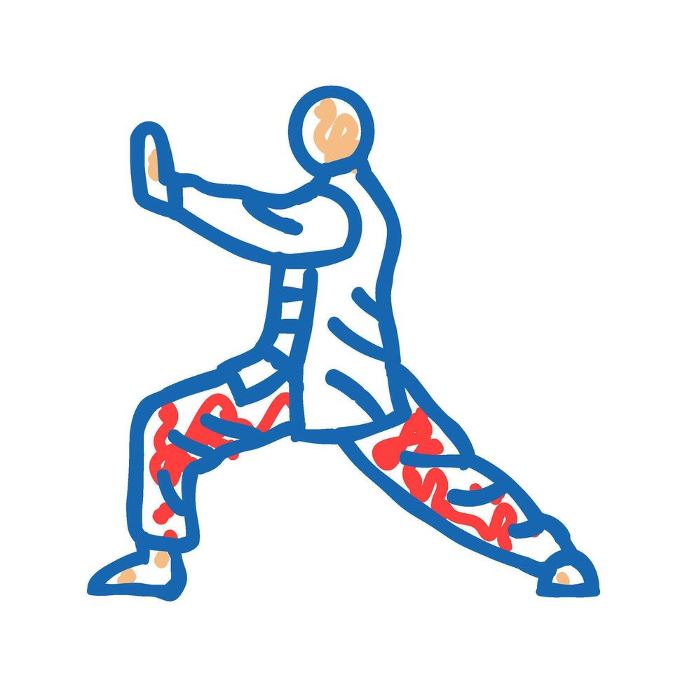 tai chi practice taoism icon doodle illustration vector