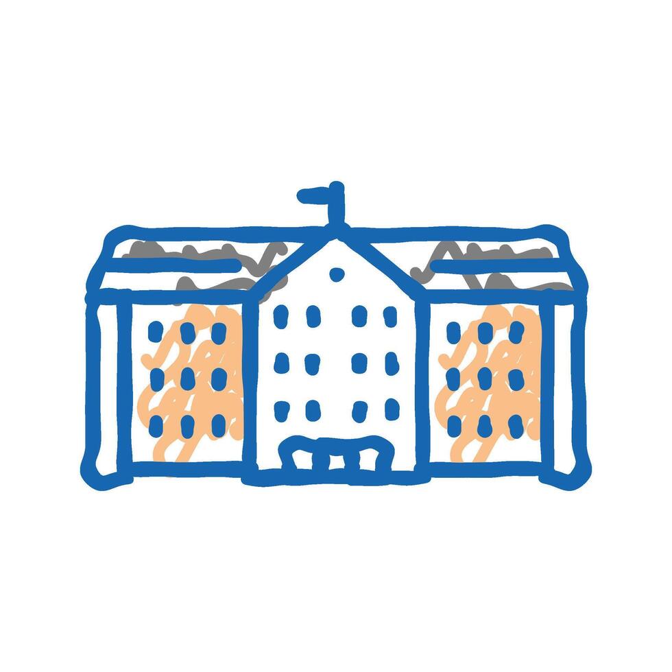 public school building icon doodle illustration vector