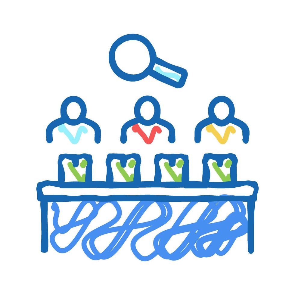 factory employees controlling manufacturing process icon doodle illustration vector